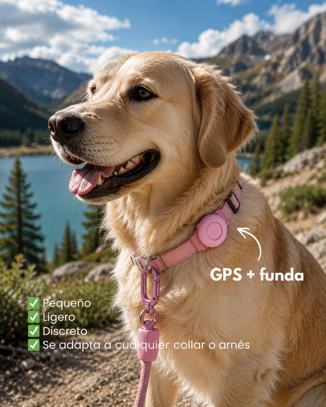 Kizuna Guardian GPS | Localizador Inteligente para Perros y Gatos Rosa