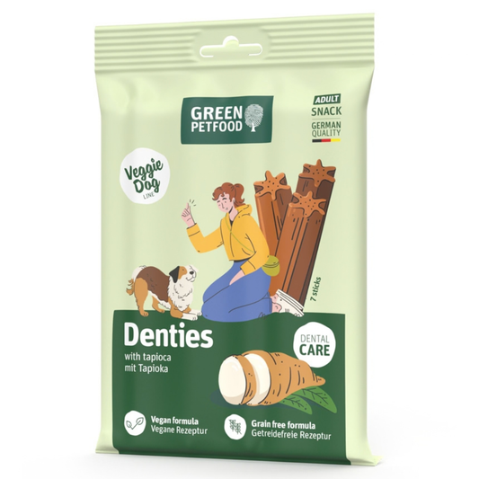 Green Petfood Denties con Tapioca | Snacks Dentales Veganos para Perros – 7 uds