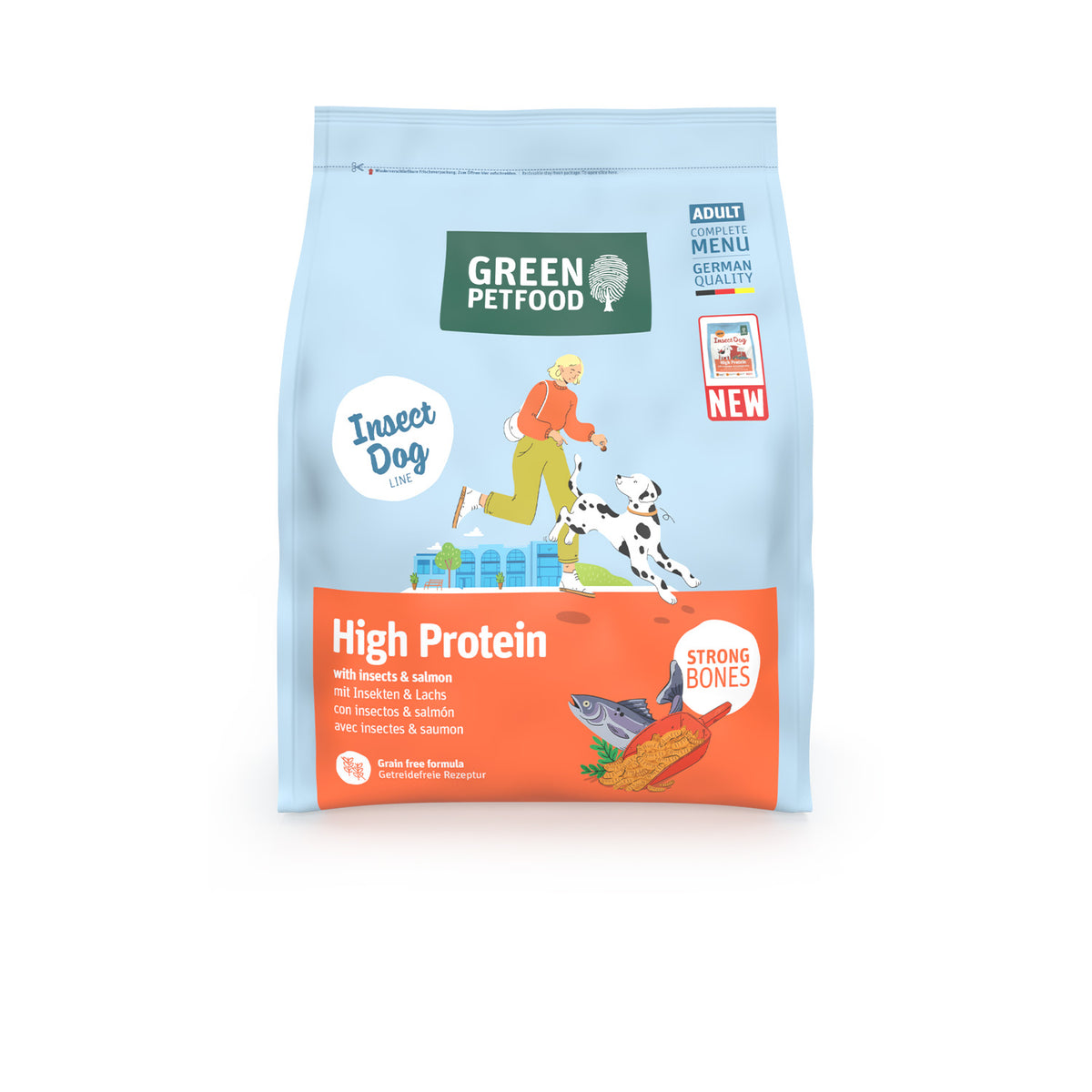 Green Petfood High Protein Insects & Salmon | Pienso sin Cereales para Perros Adultos Activos