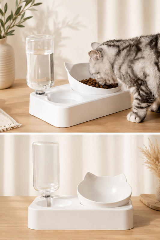 KIZUNA AquaBowl | Comedero Elevado con Dispensador de Agua