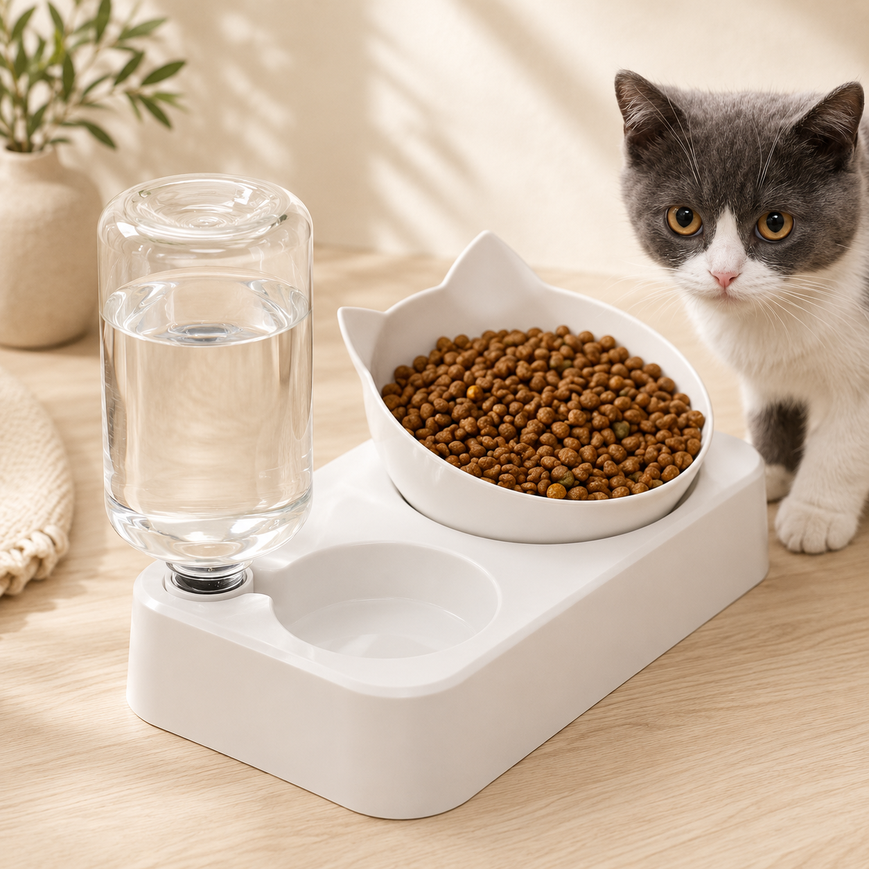 KIZUNA AquaBowl | Comedero Elevado con Dispensador de Agua