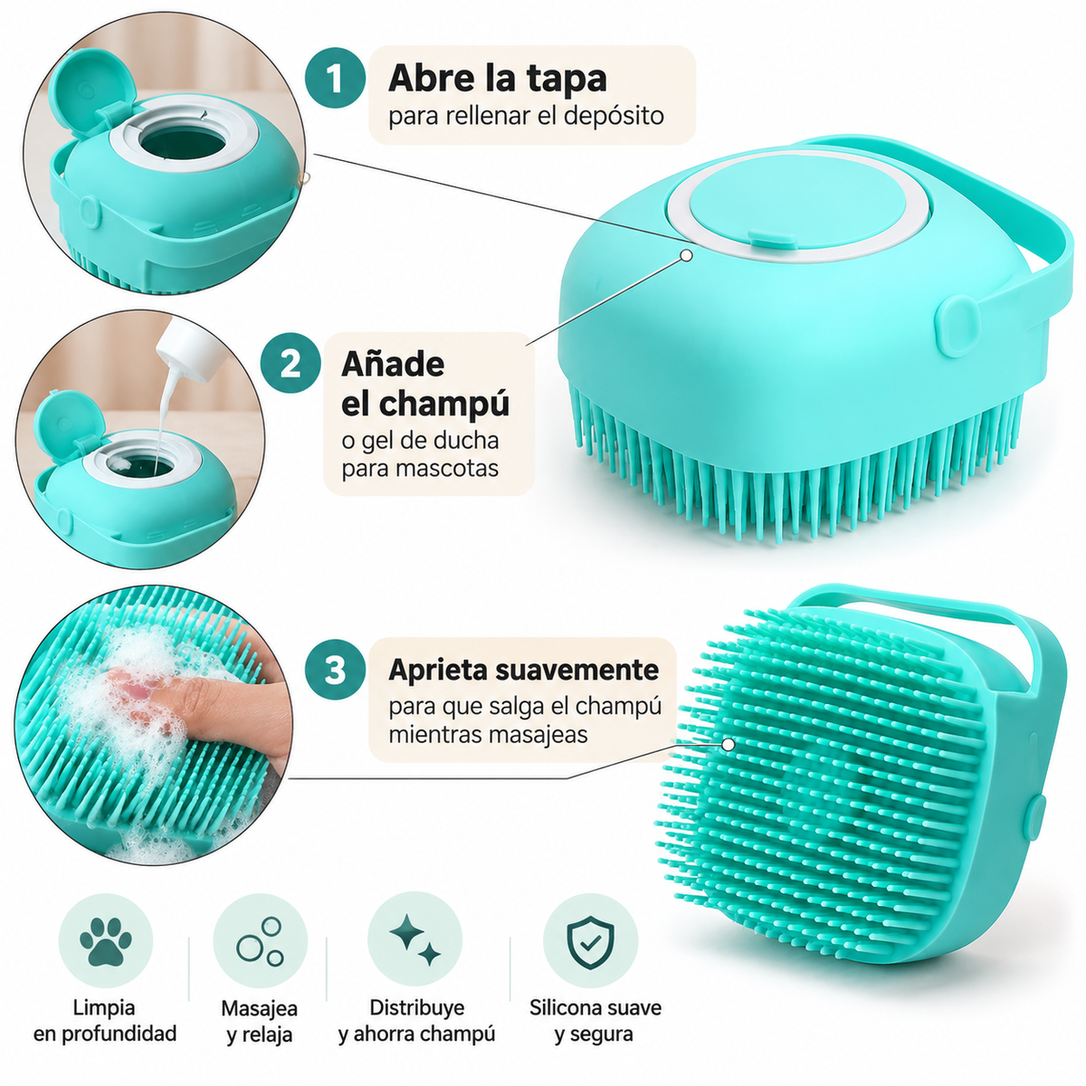 KIZUNA Bath Brush | Cepillo Masajeador con Dispensador de Champú