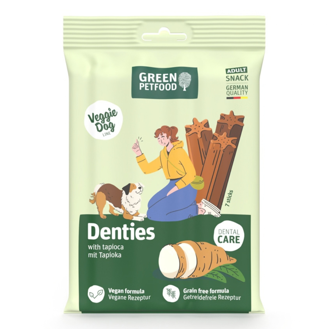 Green Petfood Denties con Tapioca | Snacks Dentales Veganos para Perros – 7 uds