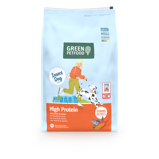 Green Petfood High Protein Insects & Salmon | Pienso sin Cereales para Perros Adultos Activos