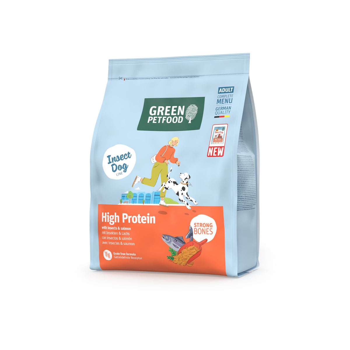 Green Petfood High Protein Insects & Salmon | Pienso sin Cereales para Perros Adultos Activos