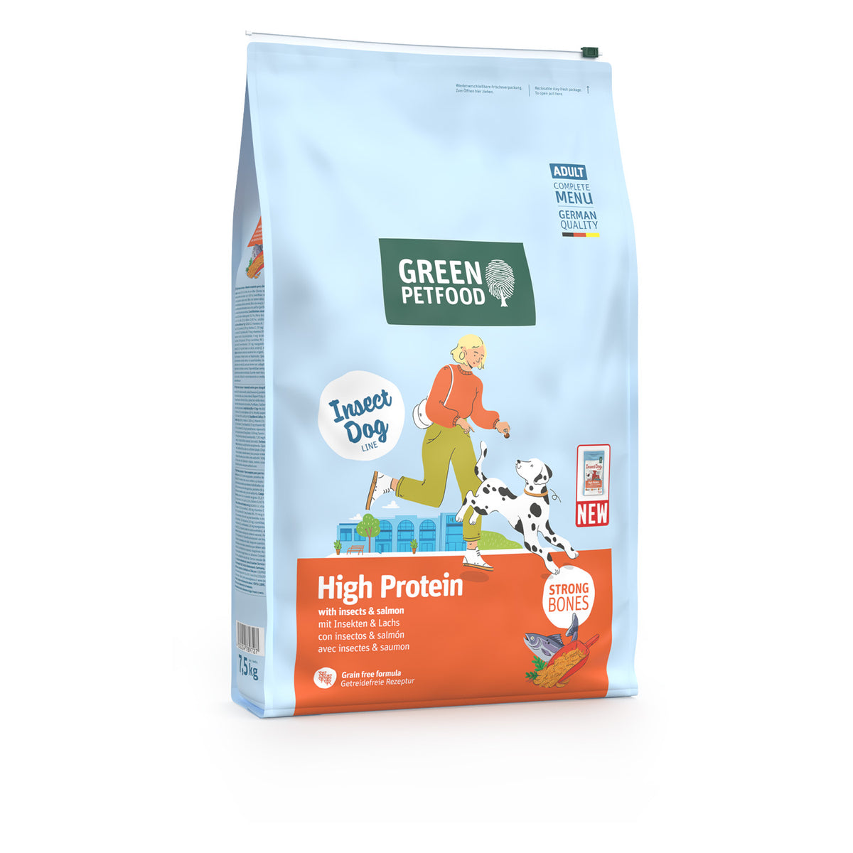 Green Petfood High Protein Insects & Salmon | Pienso sin Cereales para Perros Adultos Activos