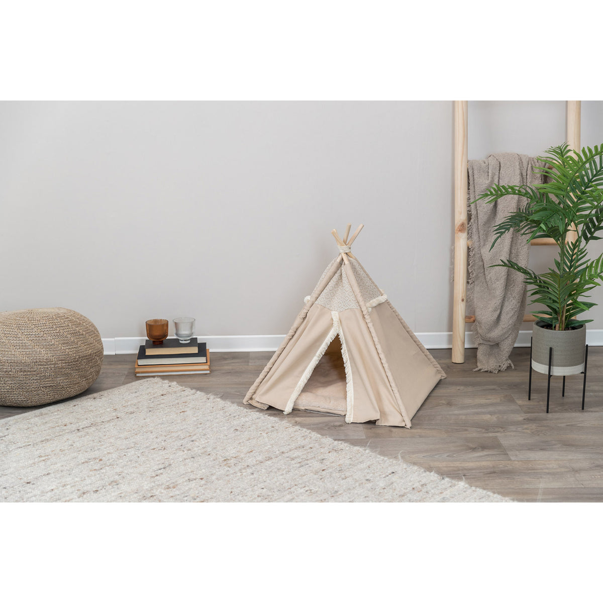 KIZUNA Boho | Tipi Refugio con Cojín para Gatos
