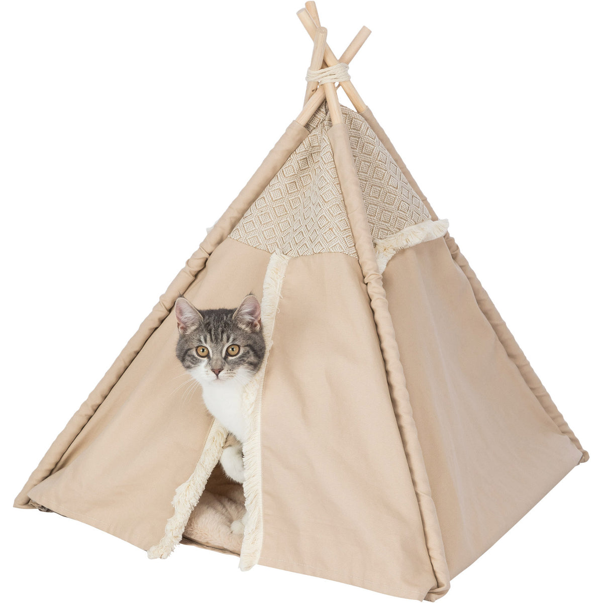 KIZUNA Boho | Tipi Refugio con Cojín para Gatos
