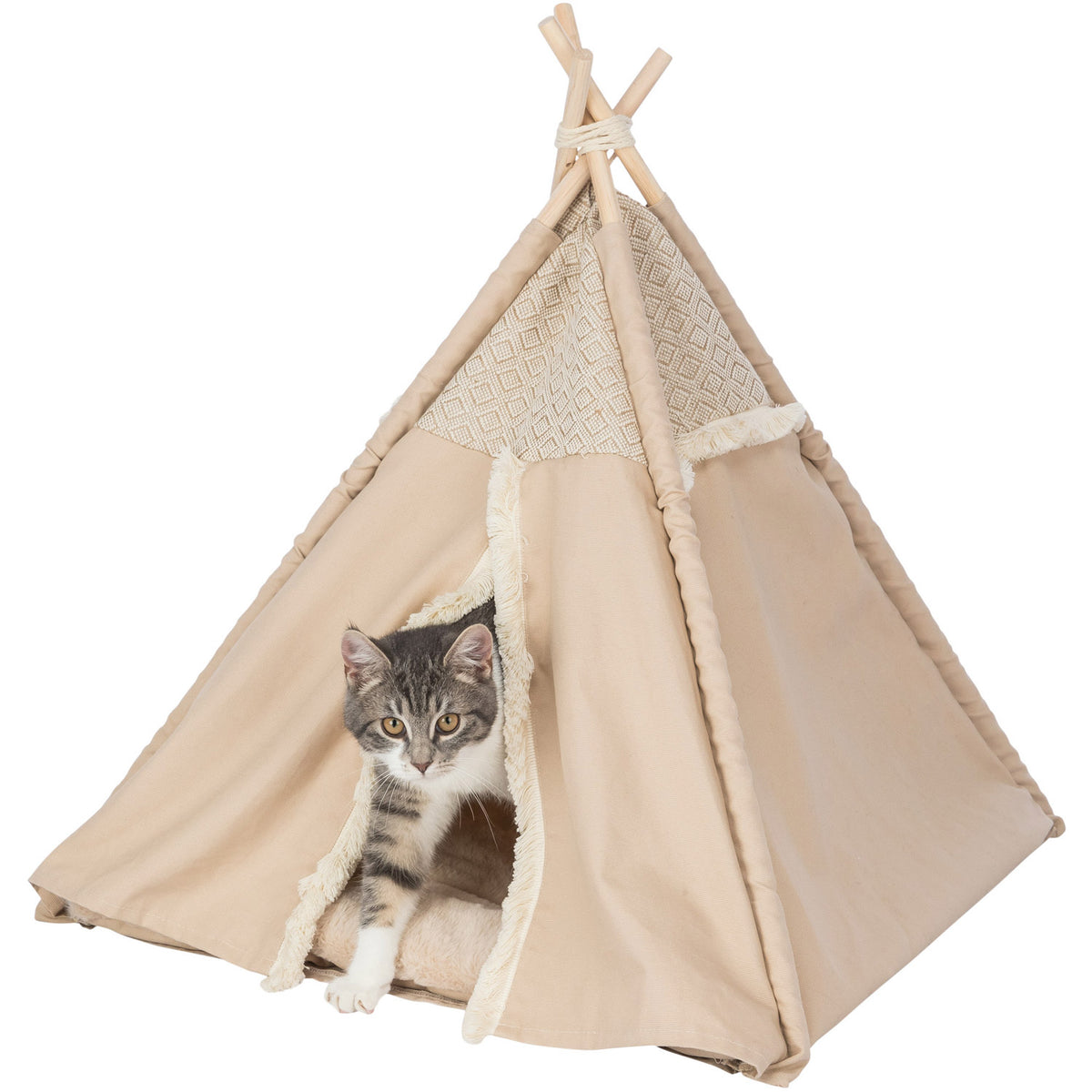 KIZUNA Boho | Tipi Refugio con Cojín para Gatos